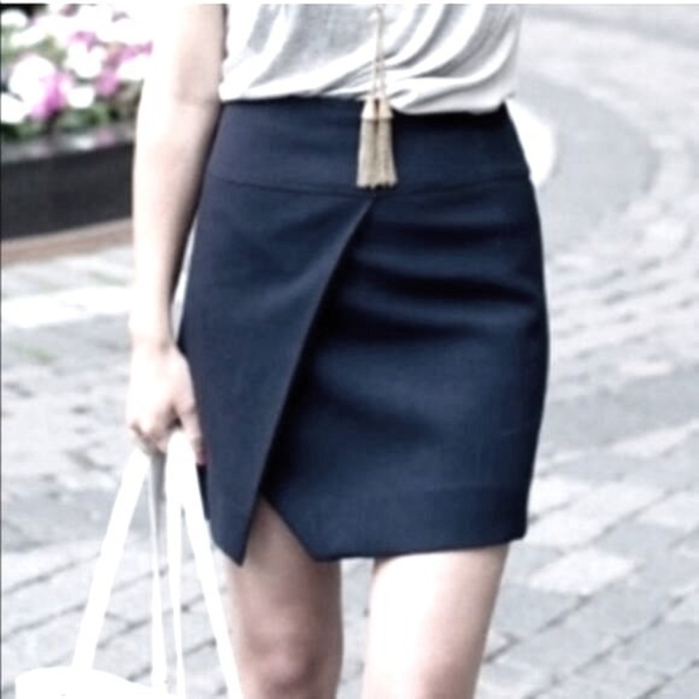 j. Crew Asymmetrical Mini Skirt Tulip Hem Office Career Cocktail Party Black 2‎